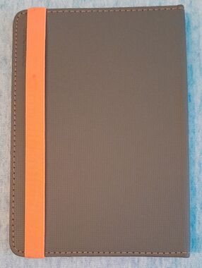 Tablet Cover Case with Orange Accent Elastic Strap - Gray
